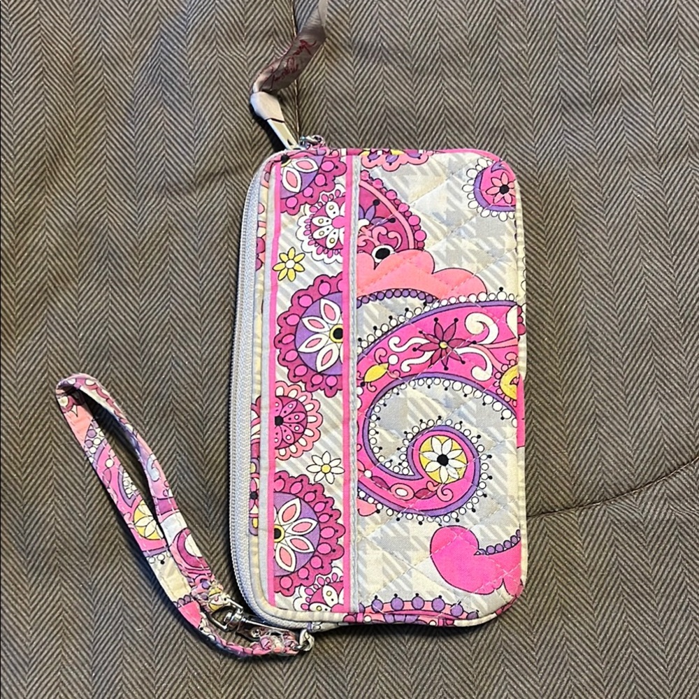 Vera Bradley Pink and Gray Clutch Wristlet